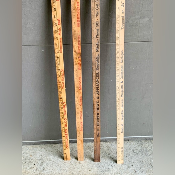 (Lot of 4) Vtg Upper Peninsula Michigan Antique Advertising Wooden Yardsticks - Picture 9 of 11